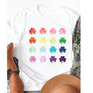 Watercolor Rainbow Shamrocks T-Shirt
